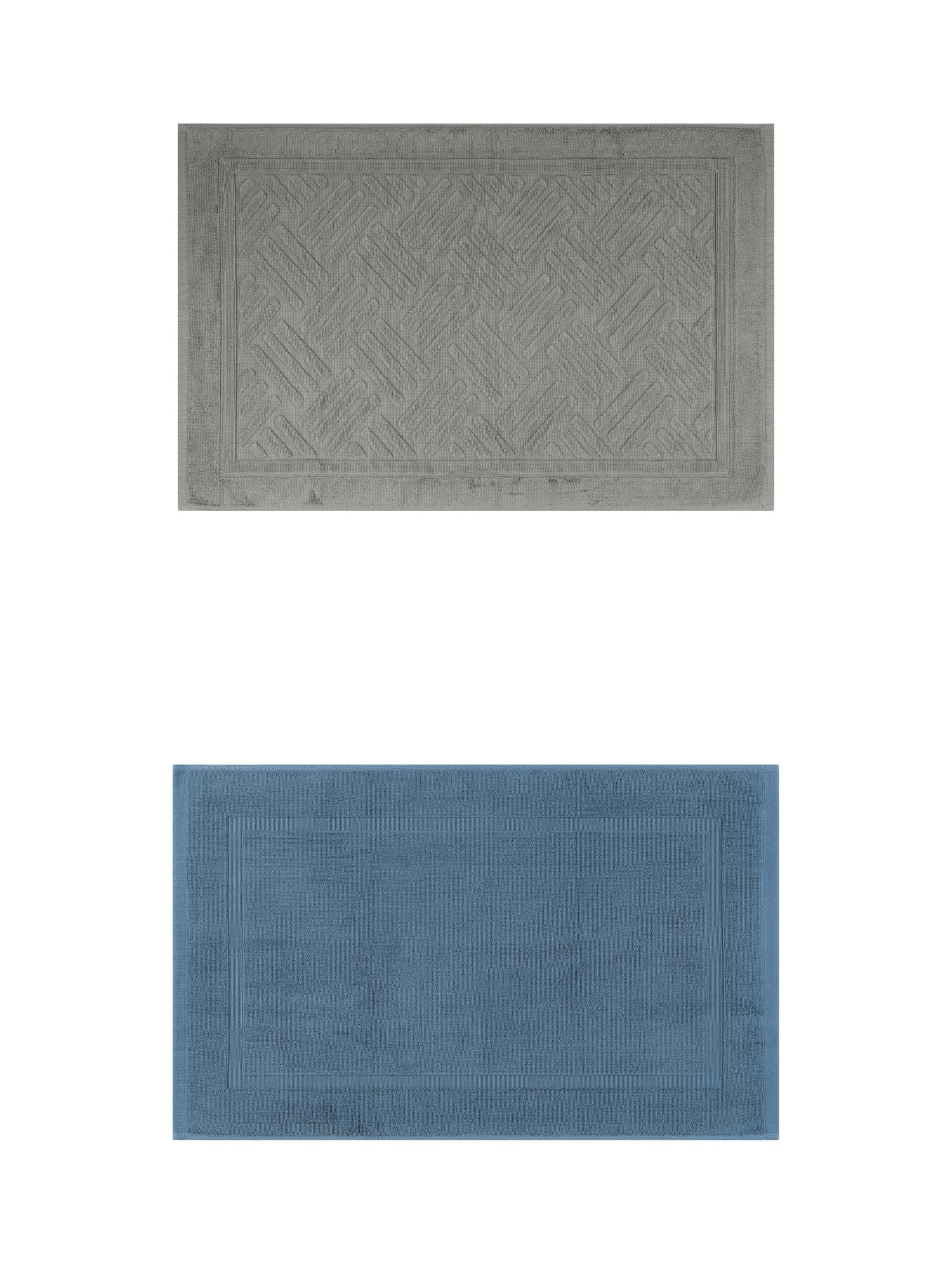 Unique Bargains 2 Pcs Cotton Banded Reversible Soft Bath Rug Dark Blue/Grey 16" x 24"
