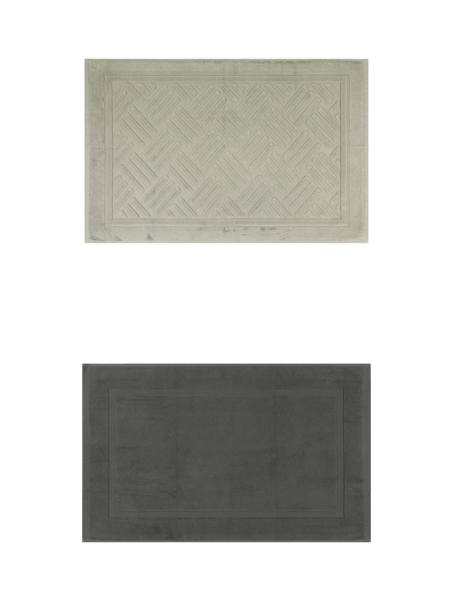 Unique Bargains 2 Pcs Cotton Banded Reversible Soft Bath Rug Grey/Green 16" x 24"