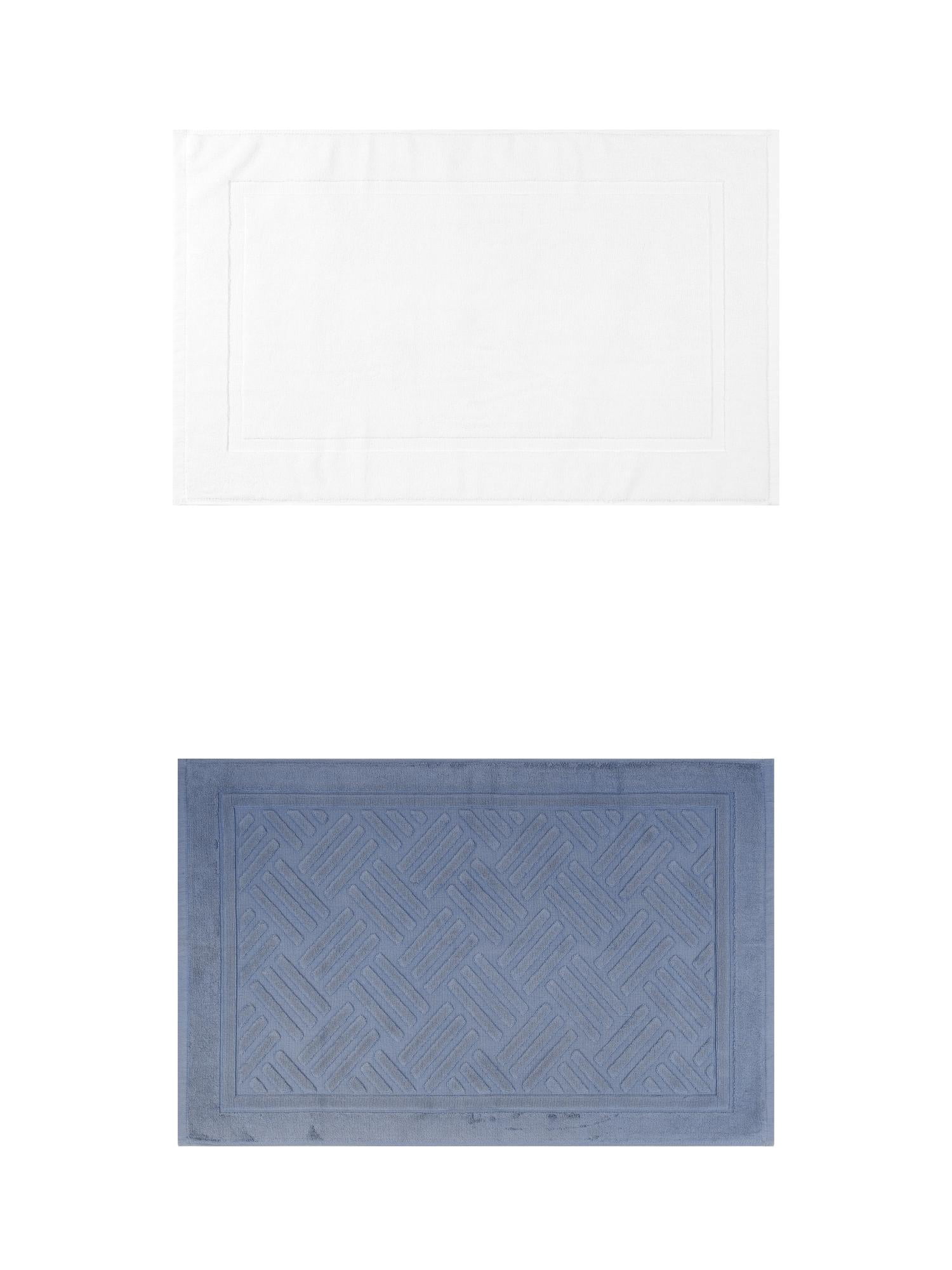 Unique Bargains 2 Pcs Cotton Banded Reversible Soft Bath Rug White/Blue 20" x 32"