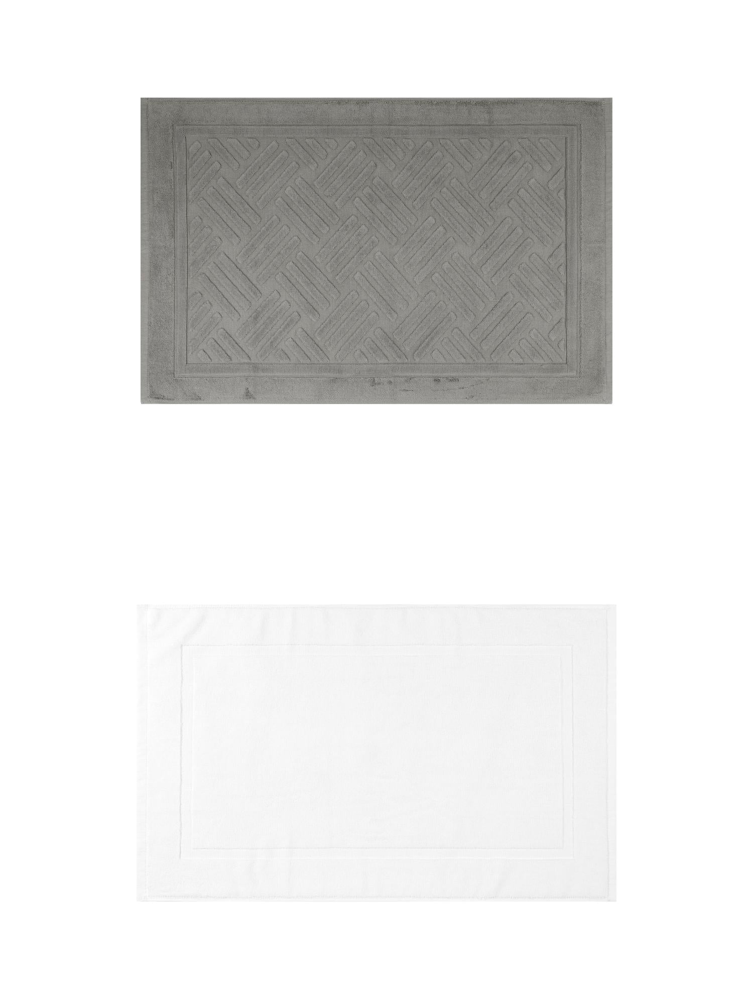 Unique Bargains 2 Pcs Cotton Banded Reversible Soft Bath Rug White/Grey 20" x 32"