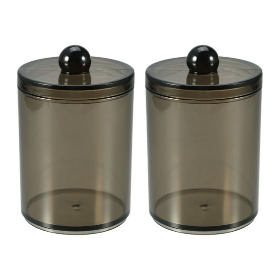 Unique Bargains 2 Pcs Cotton Buds Holder Cosmetic Organizer Round Cotton Pads for Bathroom Black