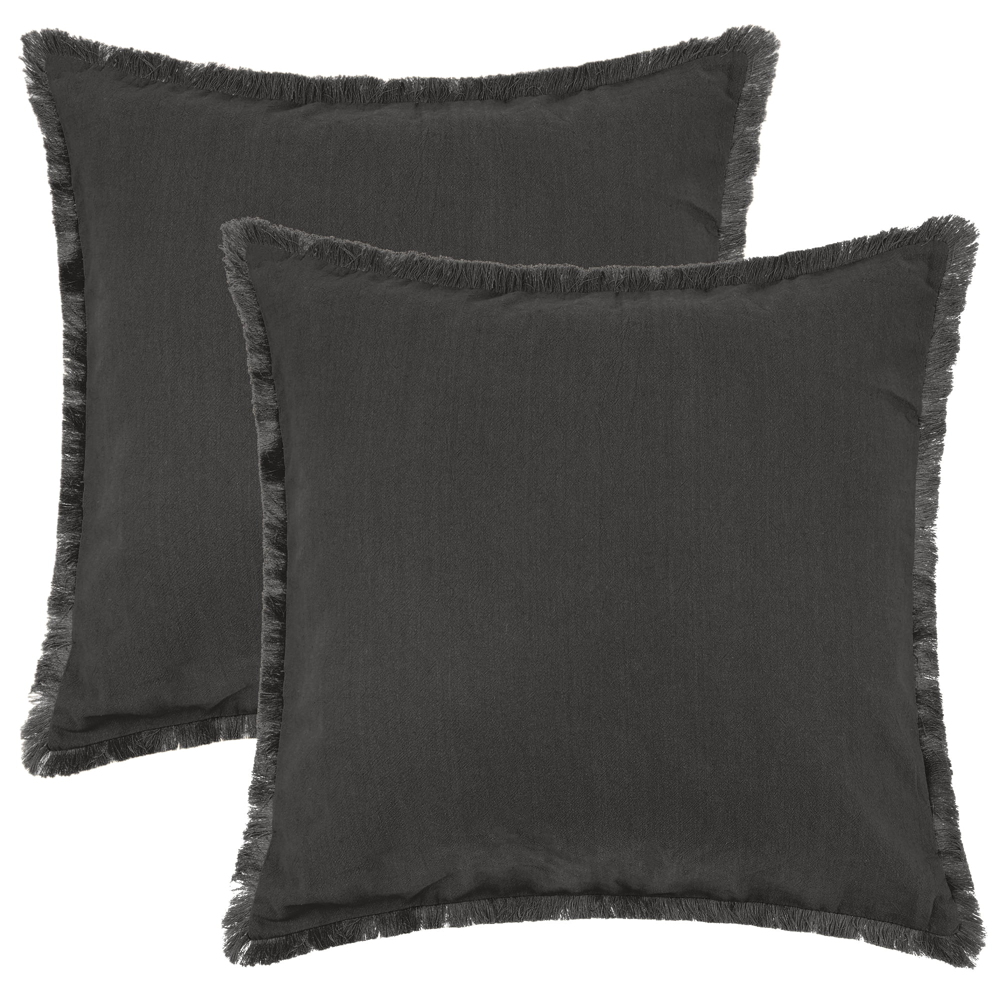 Unique Bargains 2 Pcs Cotton Decorative Throw Pillow Cover with Tassel Trim for Couch Bed Gray 16" x 16"