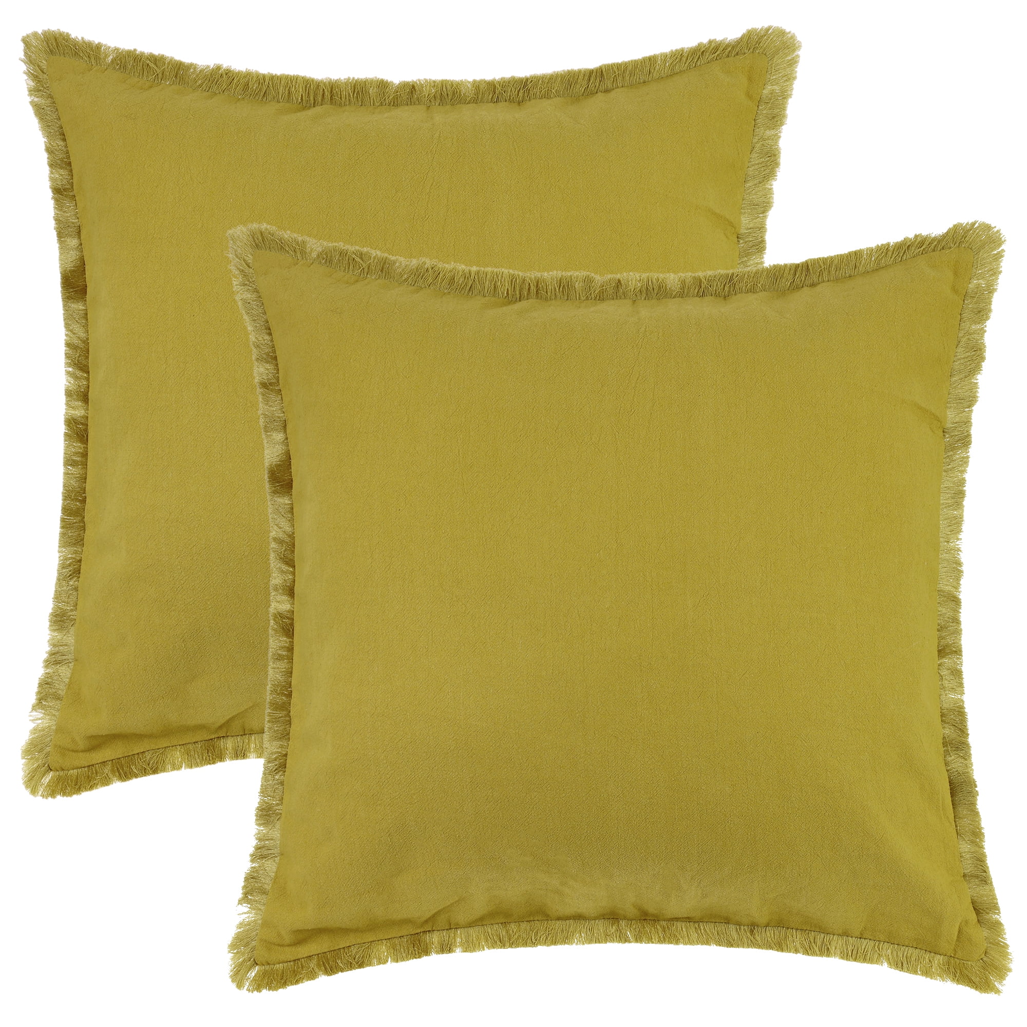 Unique Bargains 2 Pcs Cotton Decorative Throw Pillow Cover with Tassel Trim for Couch Bed Green 18" x 18"