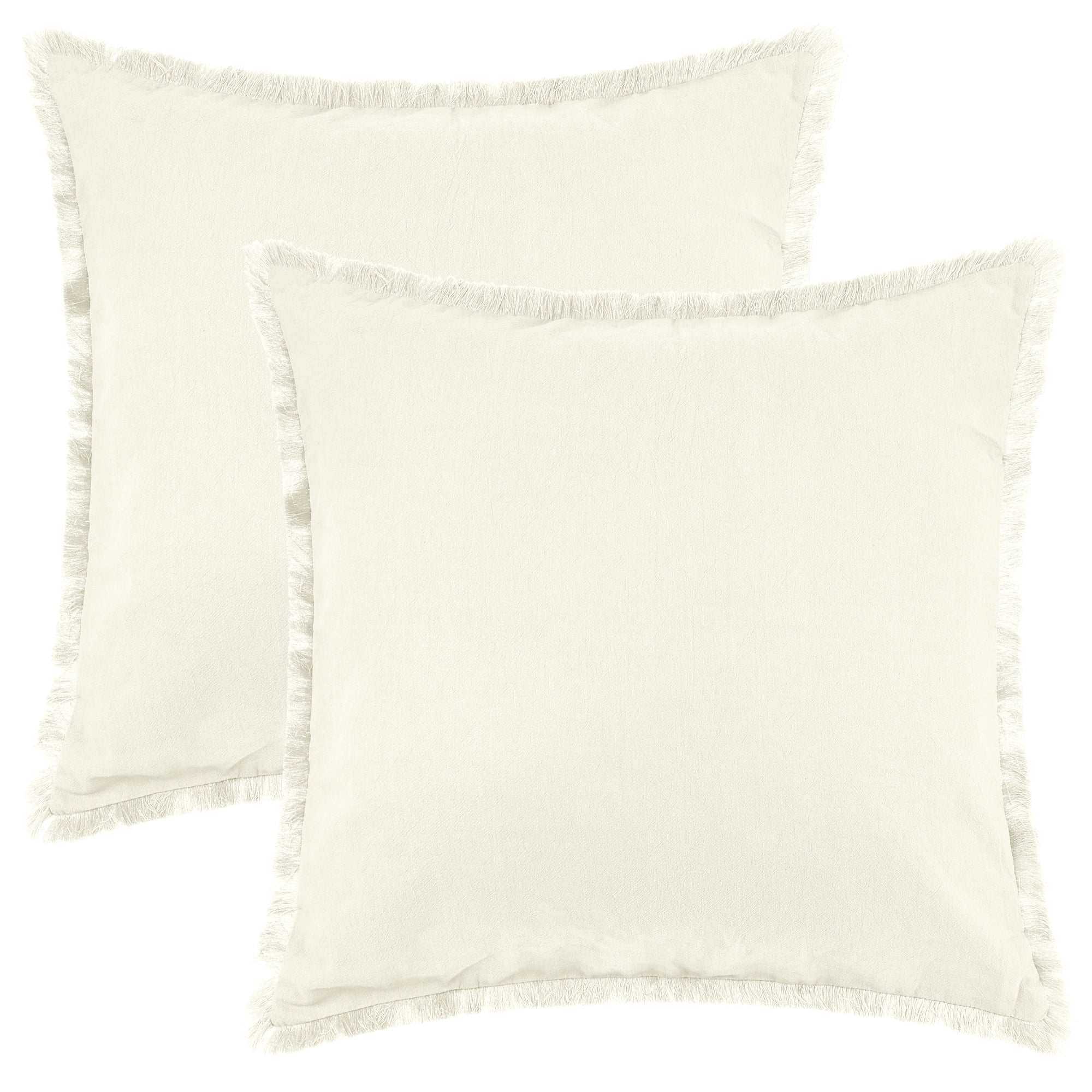 Unique Bargains 2 Pcs Cotton Decorative Throw Pillow Cover with Tassel Trim for Couch Bed White 18" x 18"