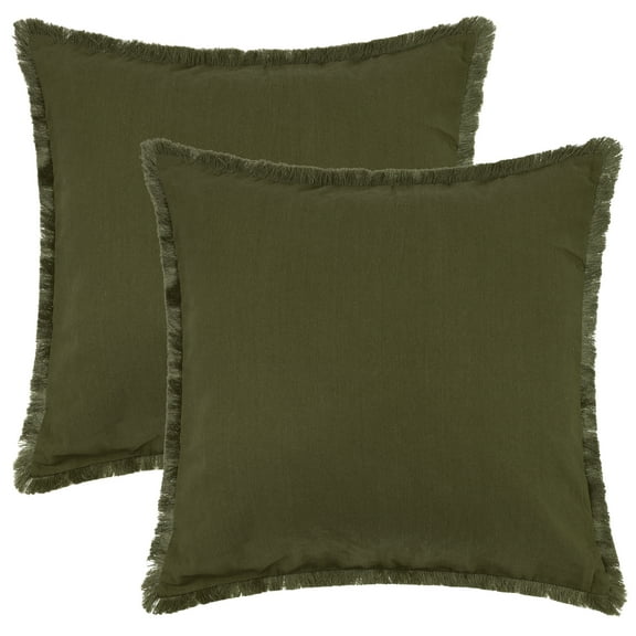 Unique Bargains 2 Pcs Cotton Decorative Throw Pillow Cover with Tassel Trim for Couch Bed Yellow 18" x 18"