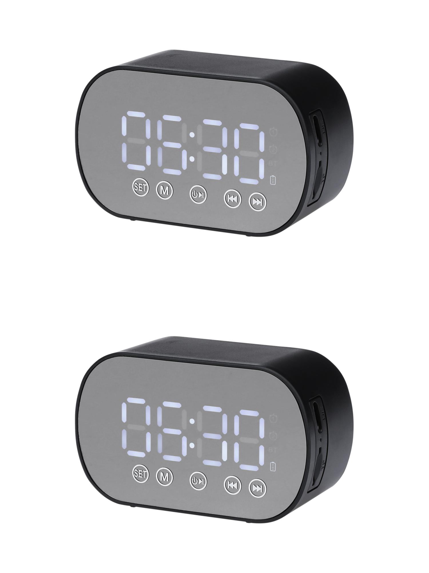 Unique Bargains 2 Pcs Digital Alarm Clock with FM and Speaker Function Black