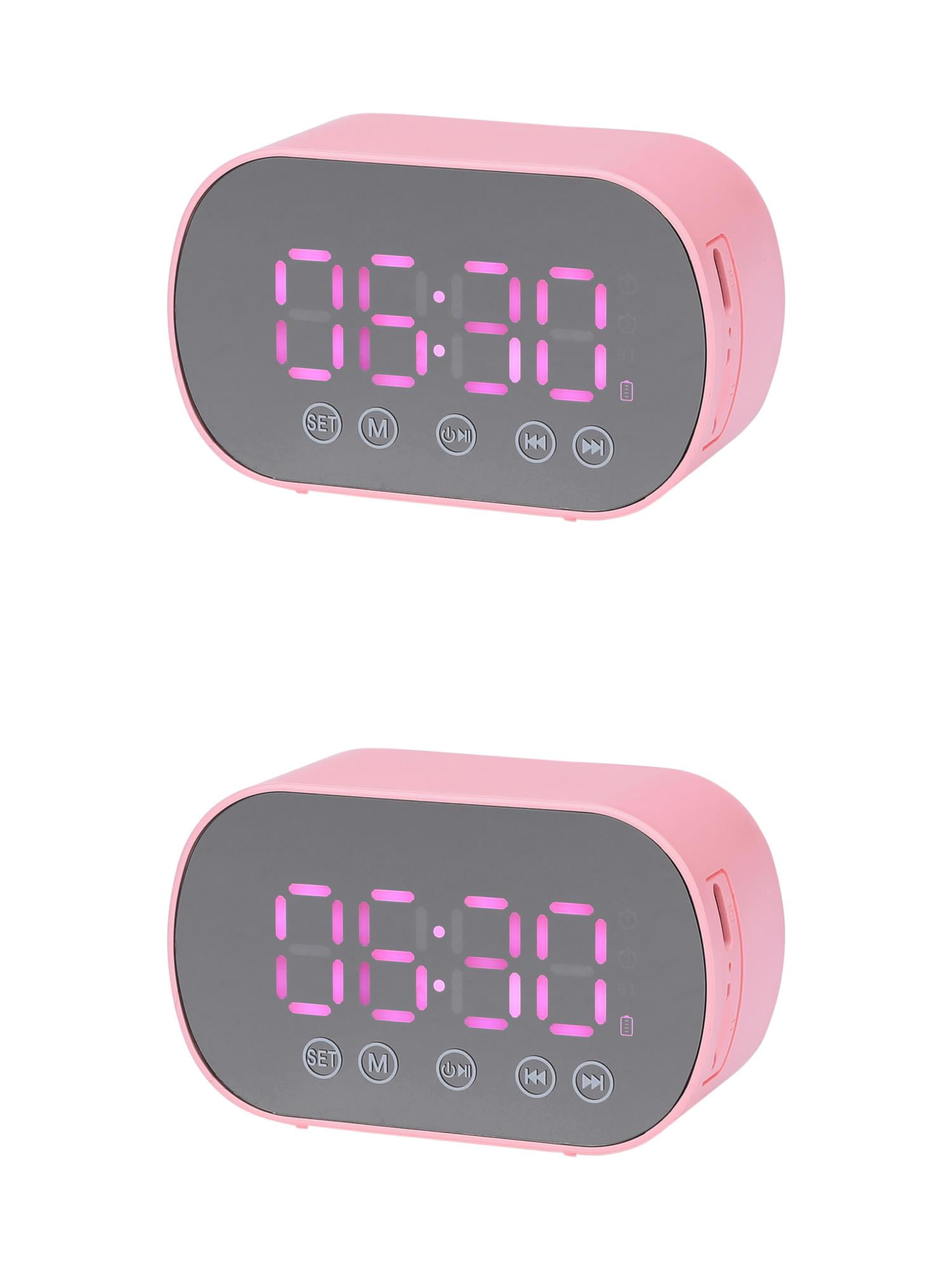 Unique Bargains 2 Pcs Digital Alarm Clock with FM and Speaker Function Pink