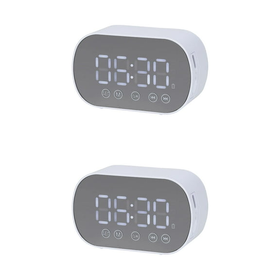 Unique Bargains 2 Pcs Digital Alarm Clock with FM and Speaker Function White