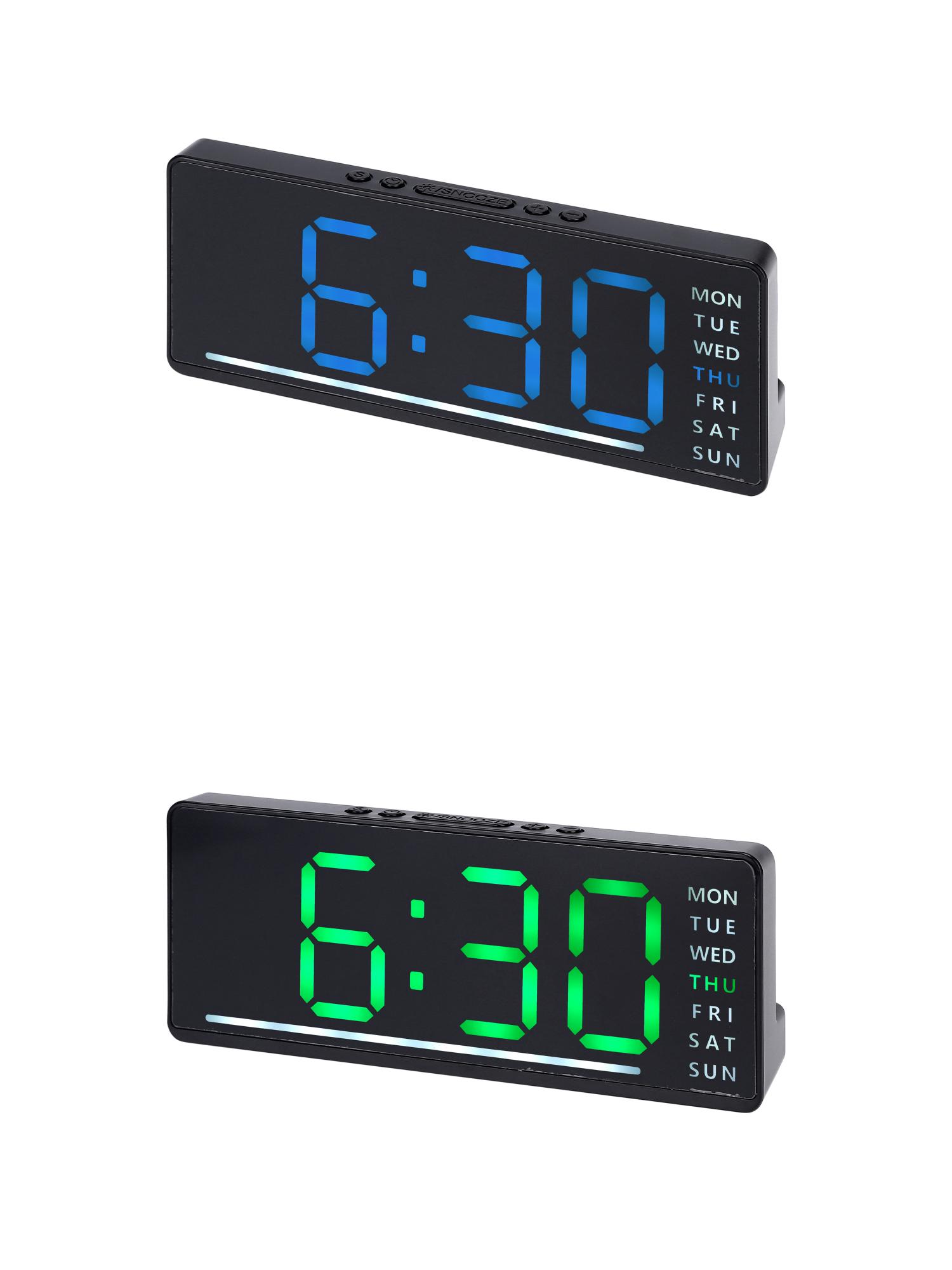 Unique Bargains 2 Pcs Digital Dual Alarm Clock 6.1 x 2.4 x 1 in Blue/Green