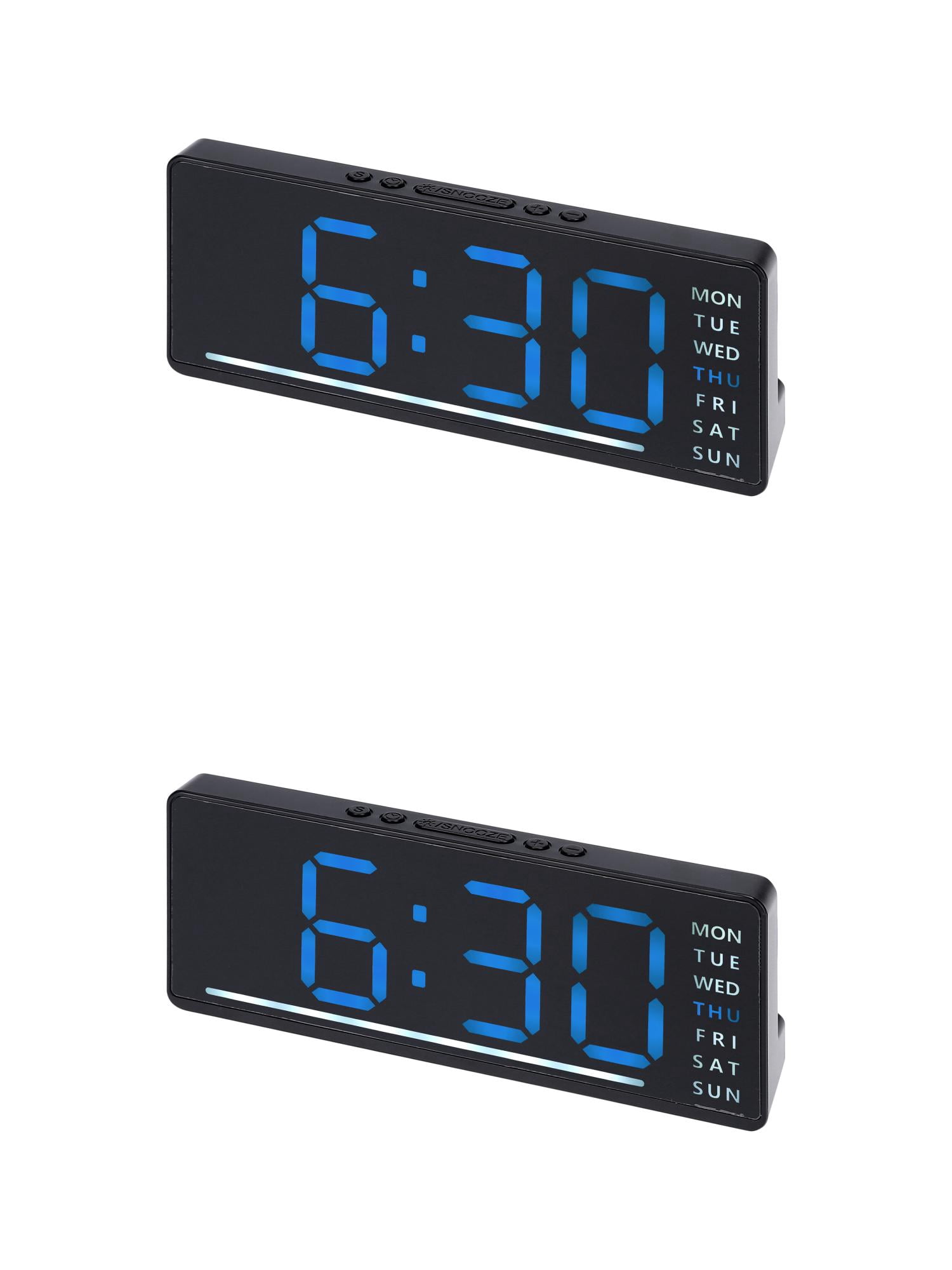 Unique Bargains 2 Pcs Digital Dual Alarm Clock 6.1 x 2.4 x 1 in Blue