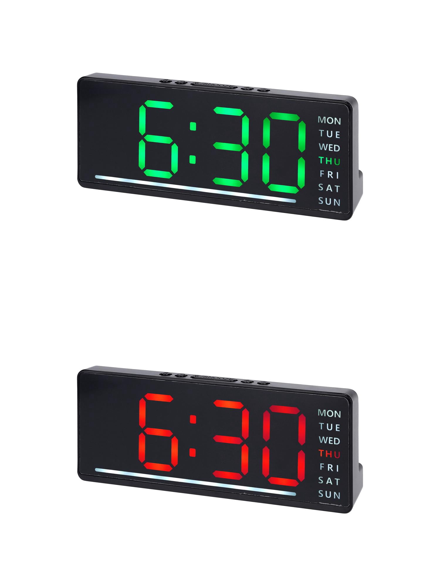 Unique Bargains 2 Pcs Digital Dual Alarm Clock 6.1 x 2.4 x 1 in Green/Orange
