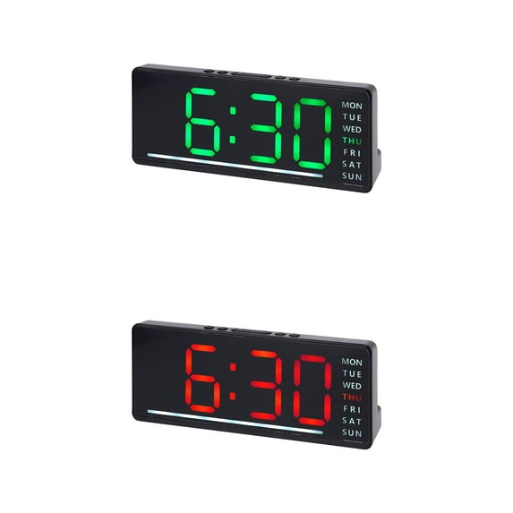 Unique Bargains 2 Pcs Digital Dual Alarm Clock 6.1 x 2.4 x 1 in Green/Orange