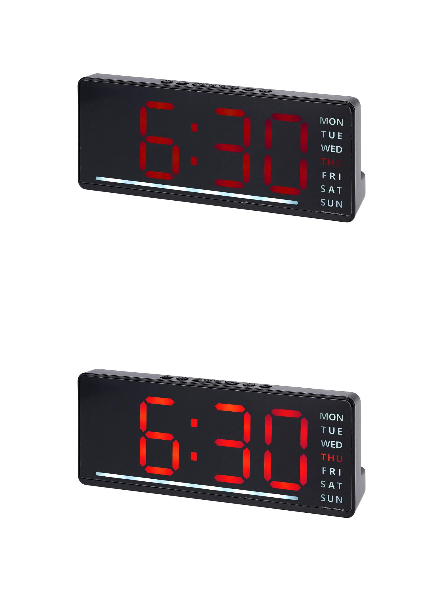 Unique Bargains 2 Pcs Digital Dual Alarm Clock 6.1 x 2.4 x 1 in Red/Orange