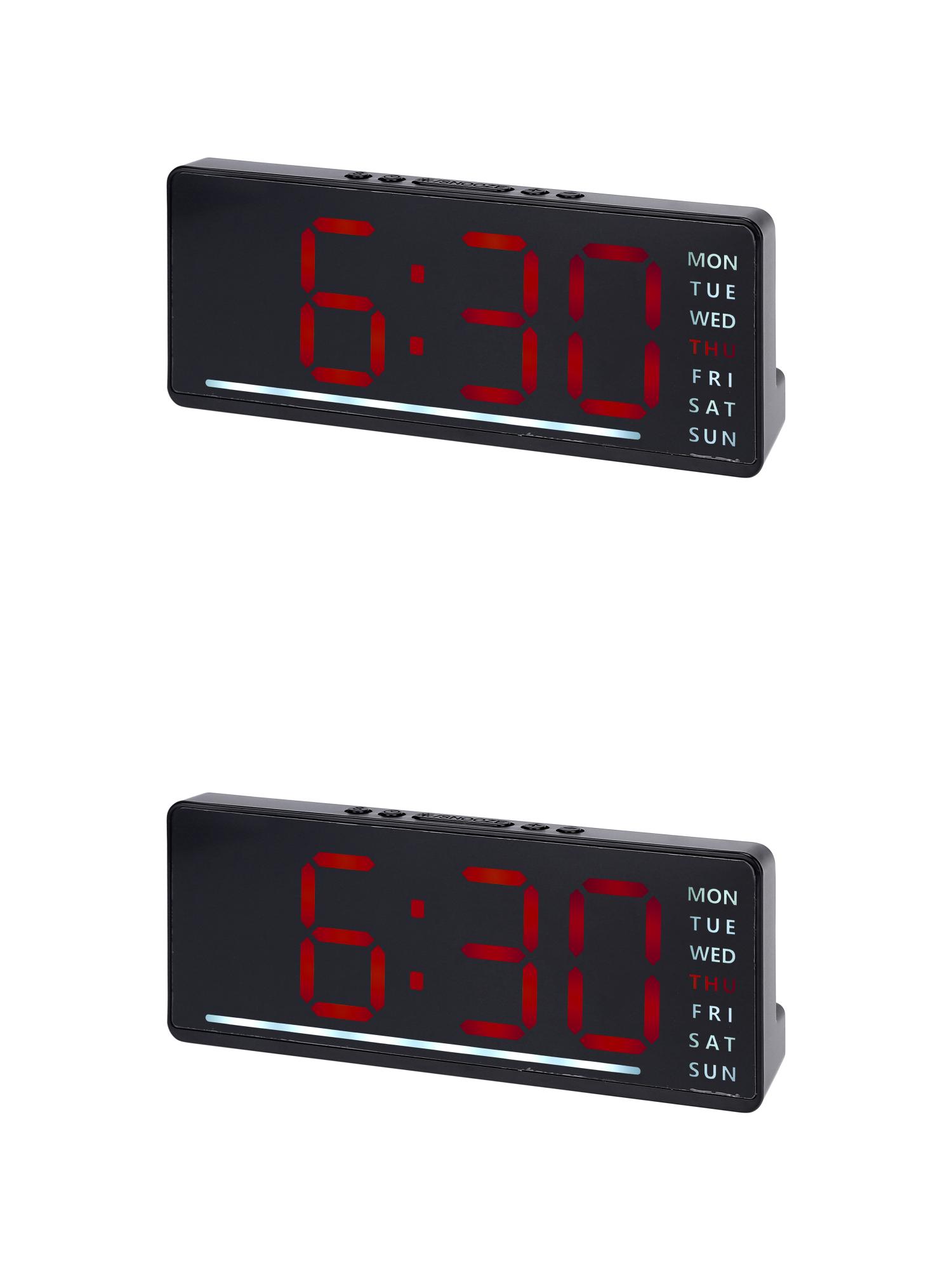 Unique Bargains 2 Pcs Digital Dual Alarm Clock 6.1 x 2.4 x 1 in Red