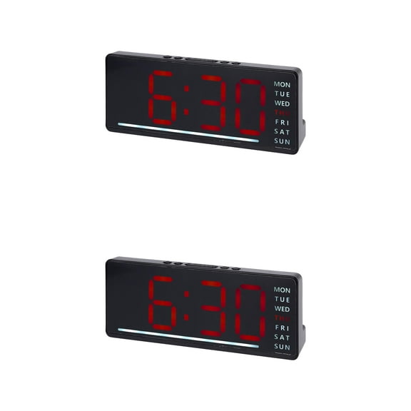 Unique Bargains 2 Pcs Digital Dual Alarm Clock 6.1 x 2.4 x 1 in Red