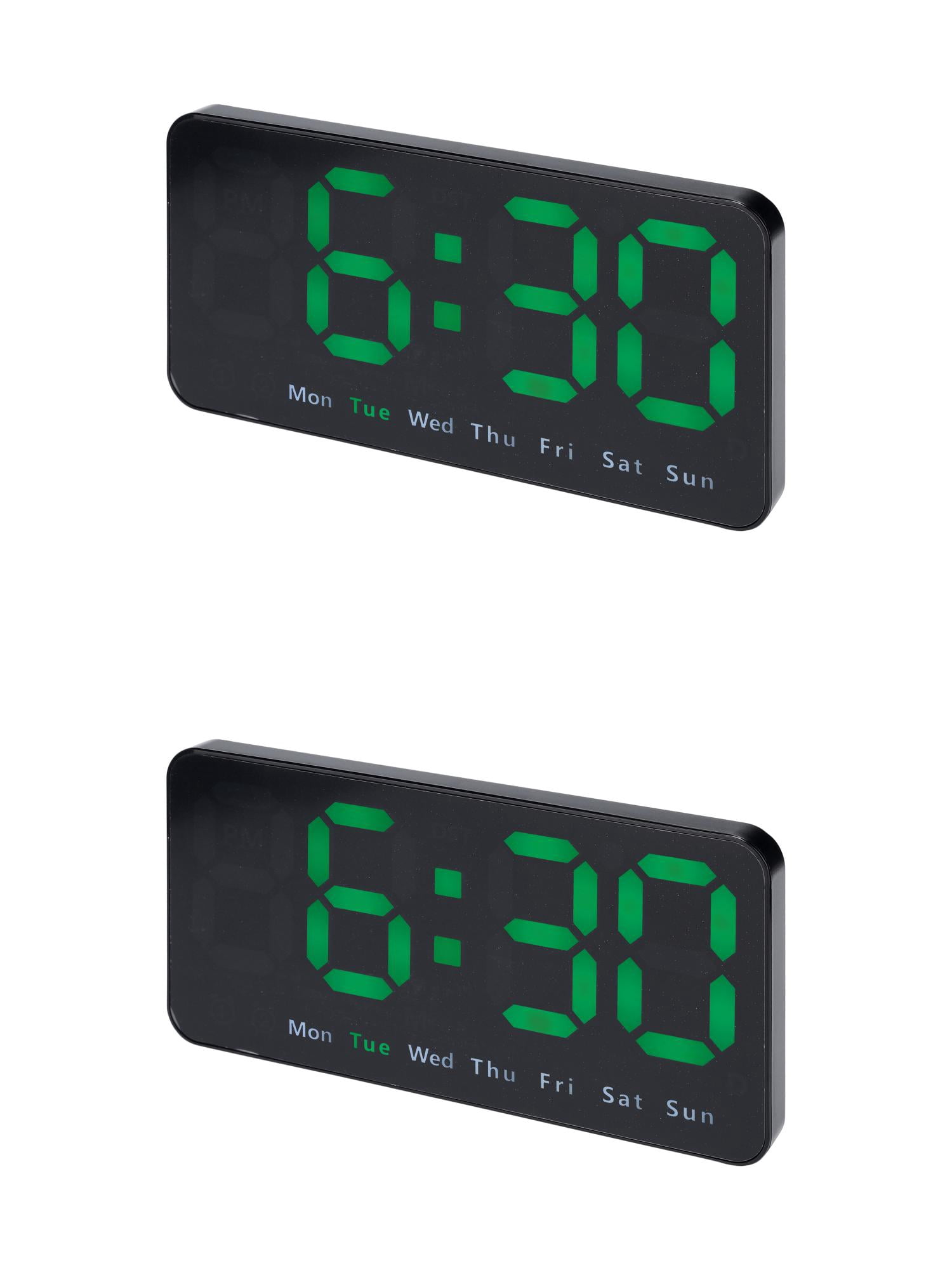 Unique Bargains 2 Pcs Digital Dual Alarm Clock Dimmable Wall Clocks Green