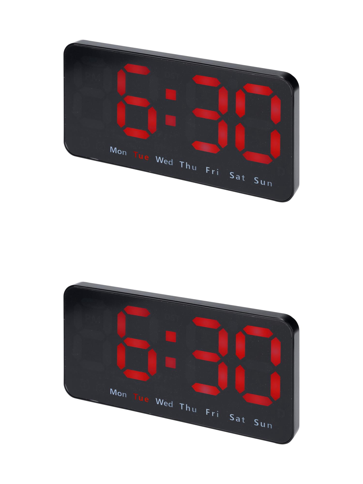 Unique Bargains 2 Pcs Digital Dual Alarm Clock Dimmable Wall Clocks Red