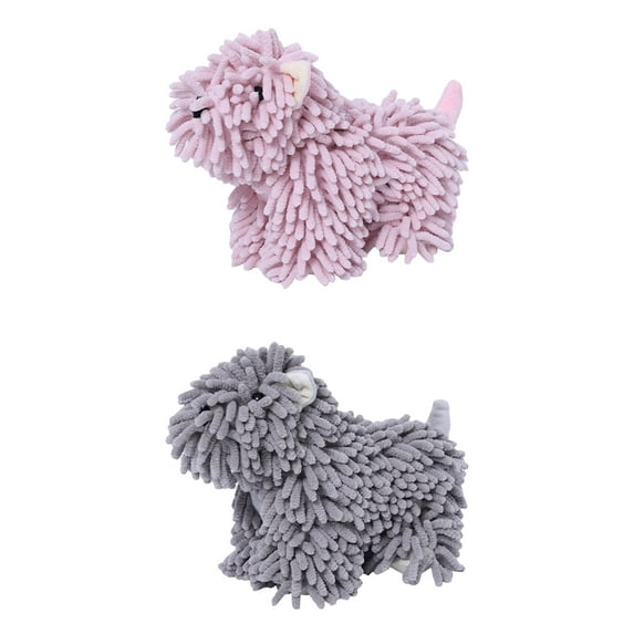 Unique Bargains 2 Pcs Dog Hand Towels 8" x 10" Grey/Pink