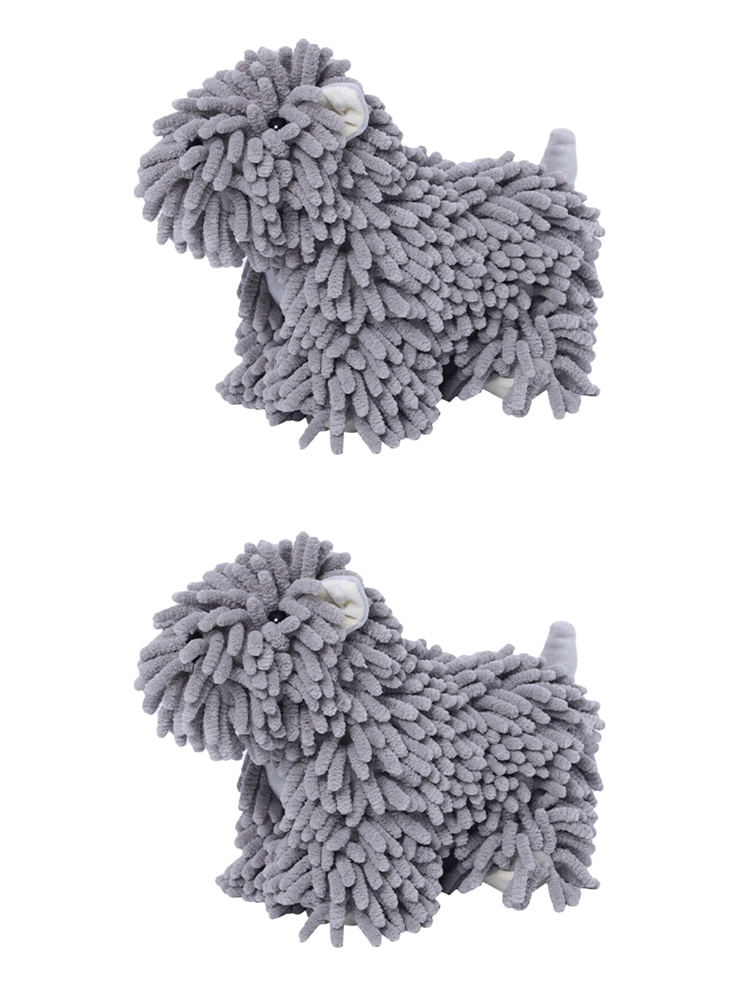 Unique Bargains 2 Pcs Dog Hand Towels 8" x 10" Grey