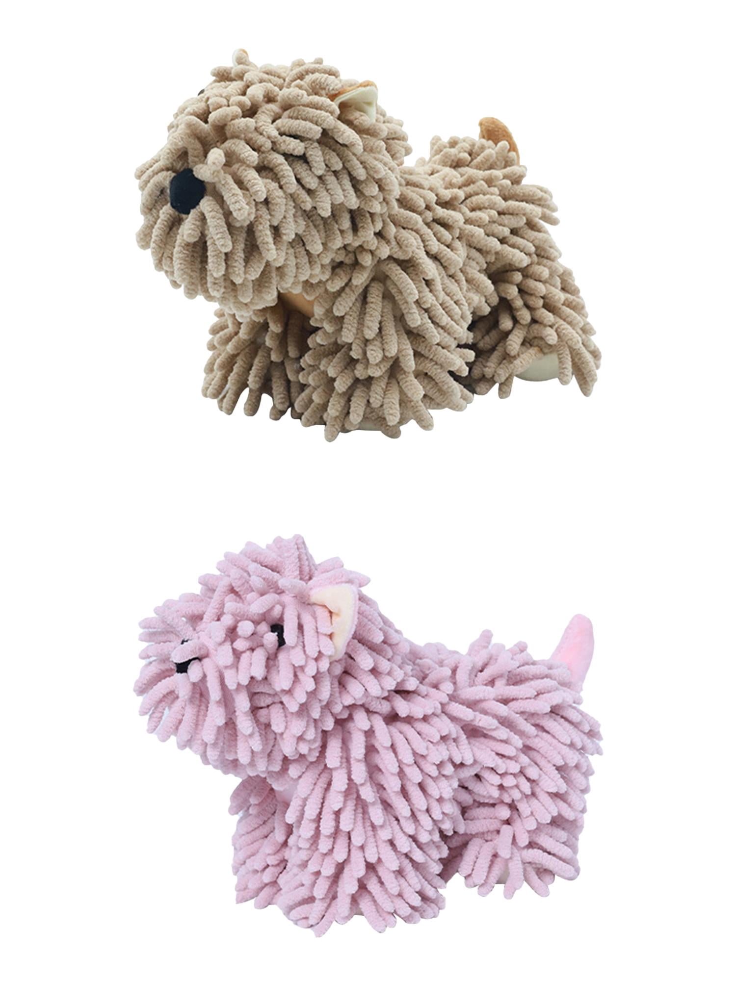 Unique Bargains 2 Pcs Dog Hand Towels 8" x 10" Pink/Brown