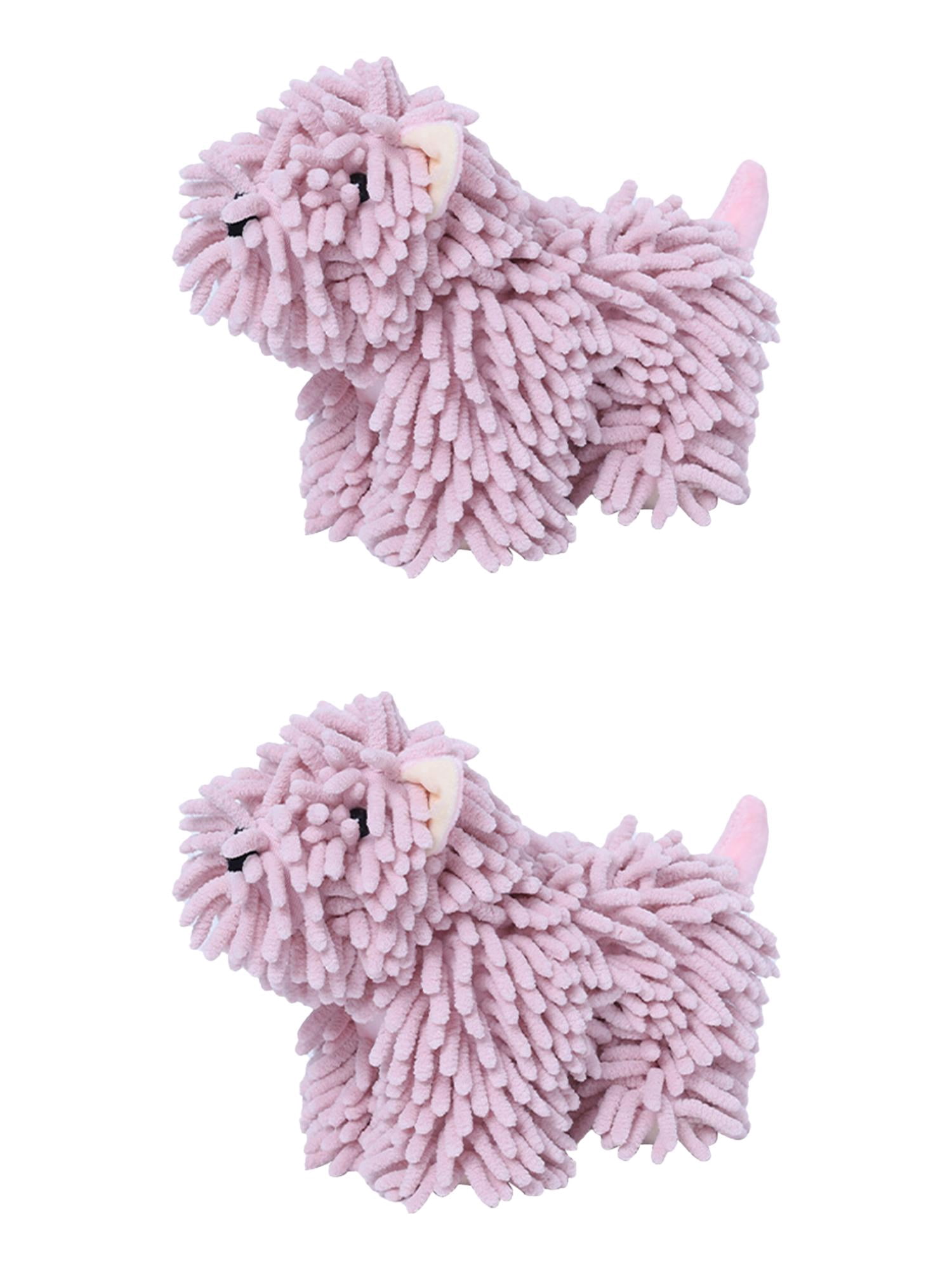 Unique Bargains 2 Pcs Dog Hand Towels 8" x 10" Pink