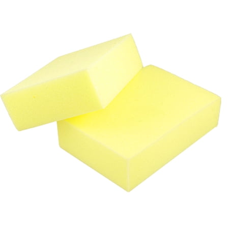 Unique Bargains 2 Pcs Durable Practical Auto Car Wash Waxing Sponge Block Yellow
