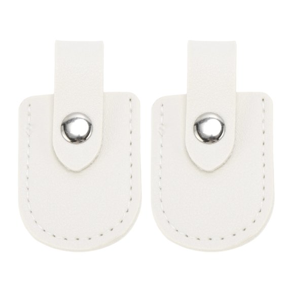 Unique Bargains 2 Pcs Durable Scissors Protective Cover White PU Leather