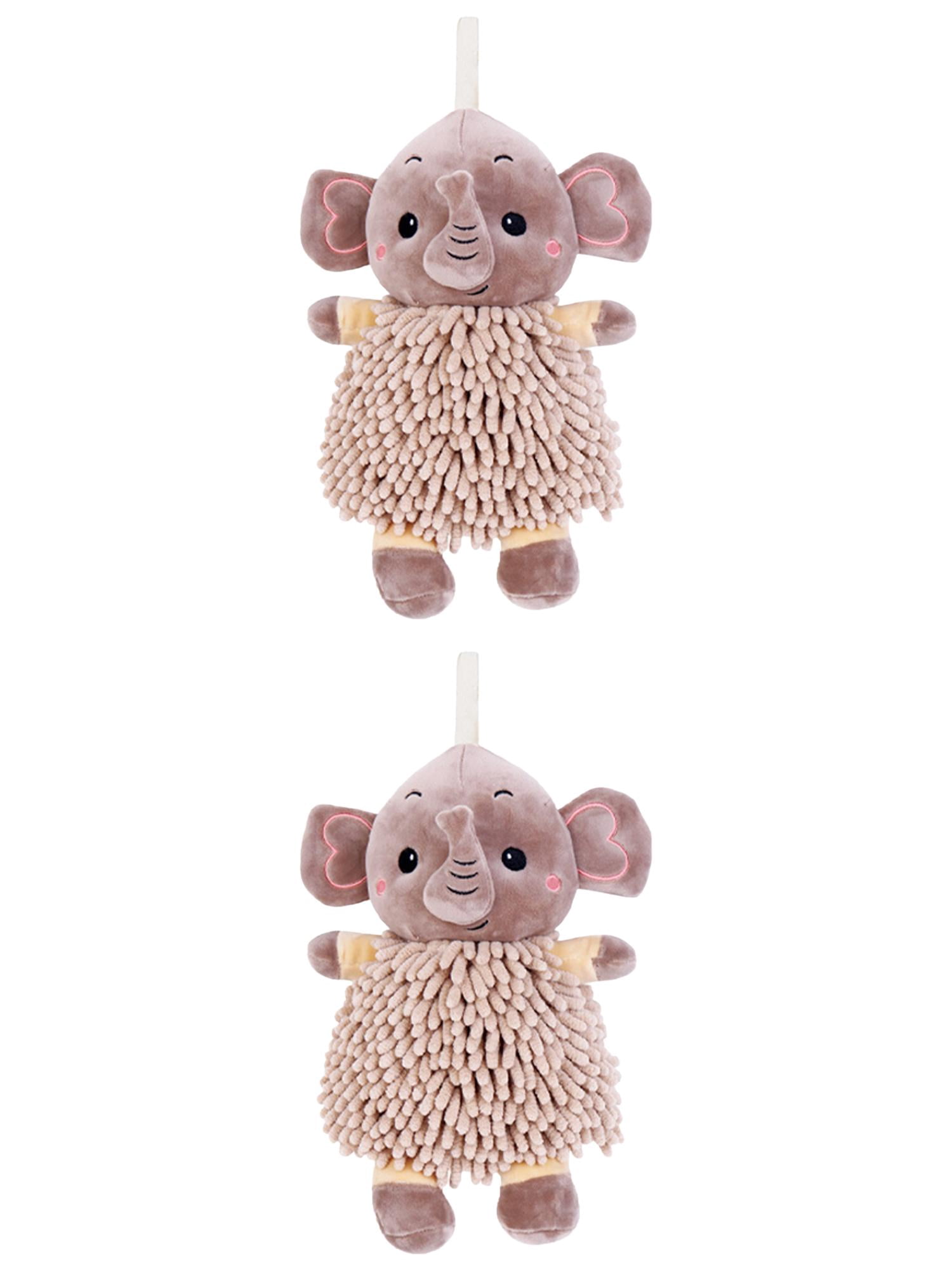 Unique Bargains 2 Pcs Elephant Hand Towel 7" x 11" Brown