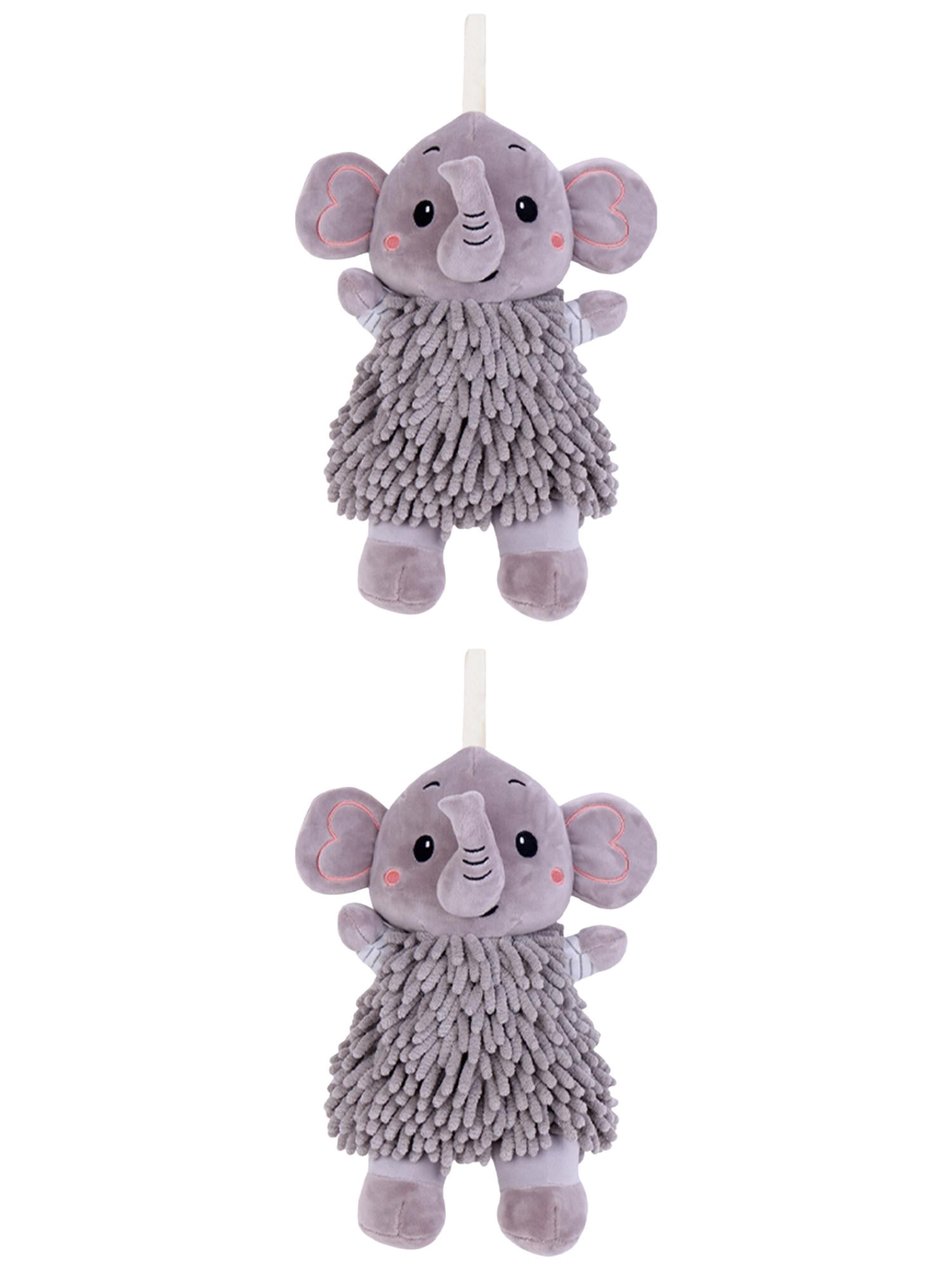 Unique Bargains 2 Pcs Elephant Hand Towel 7" x 11" Grey