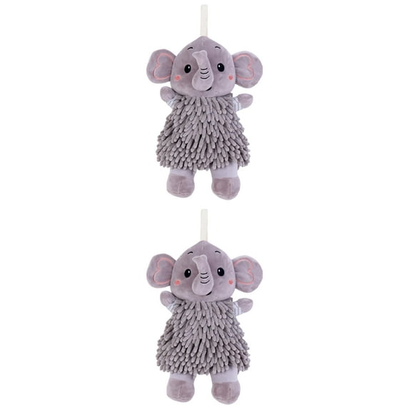 Unique Bargains 2 Pcs Elephant Hand Towel 7" x 11" Grey