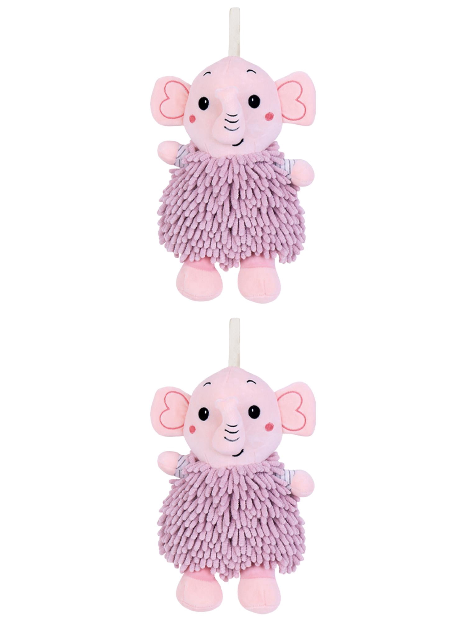 Unique Bargains 2 Pcs Elephant Hand Towel 7" x 11" Pink