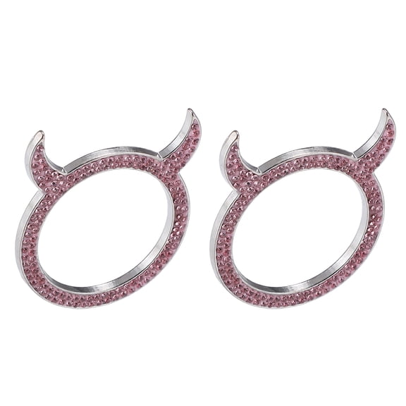 Unique Bargains 2 Pcs Engine Start Stop Ignition Push Button Cover Trim Universal for Car Durable Zinc Alloy Pink