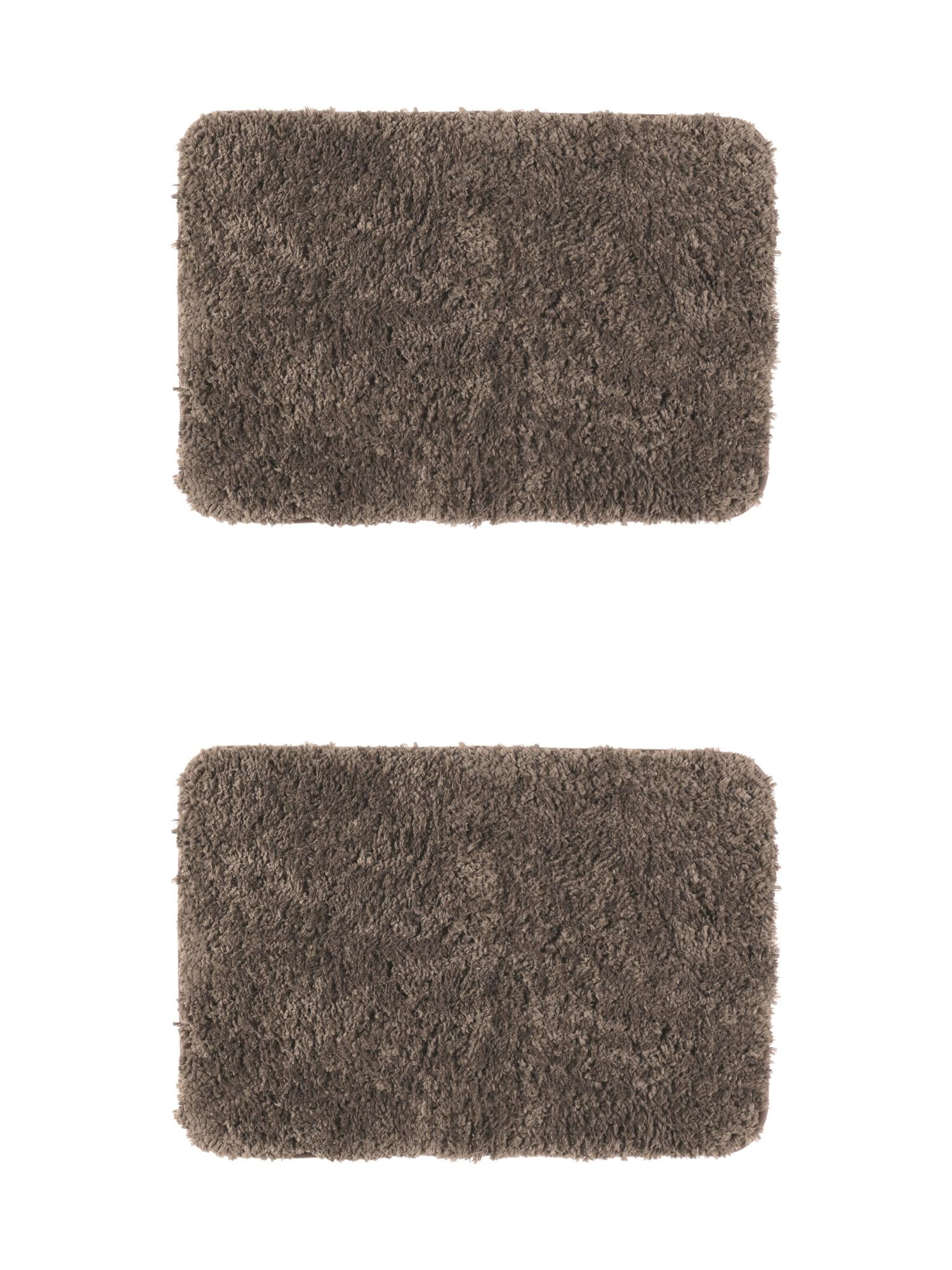 Unique Bargains 2 Pcs Extra Soft Thick Microfiber Non-Slip Plush Bath Mats Brown 20" x 32"