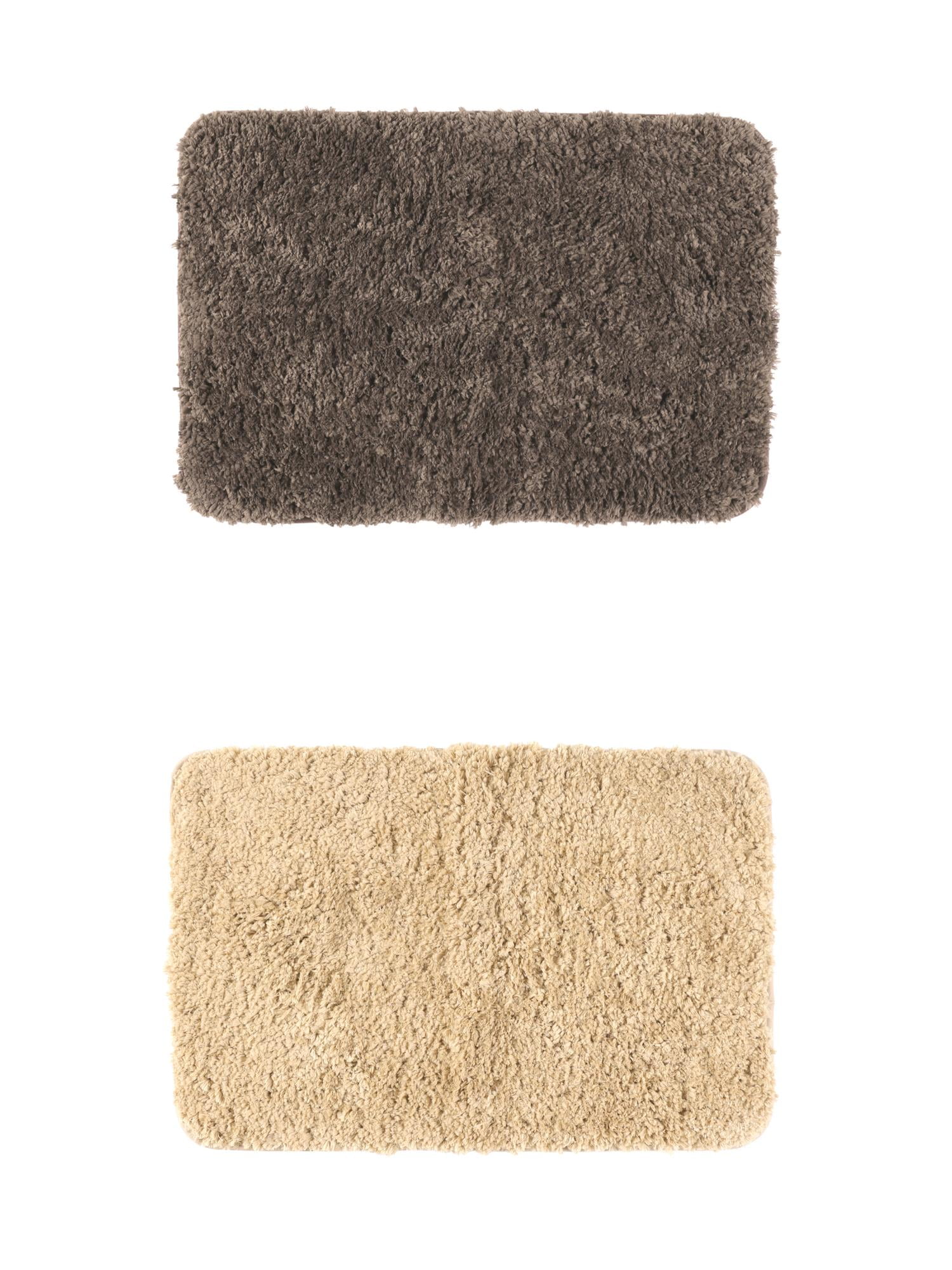 Unique Bargains 2 Pcs Extra Soft Thick Microfiber Non-Slip Plush Bath Mats Khaki/Brown 16" x 24"