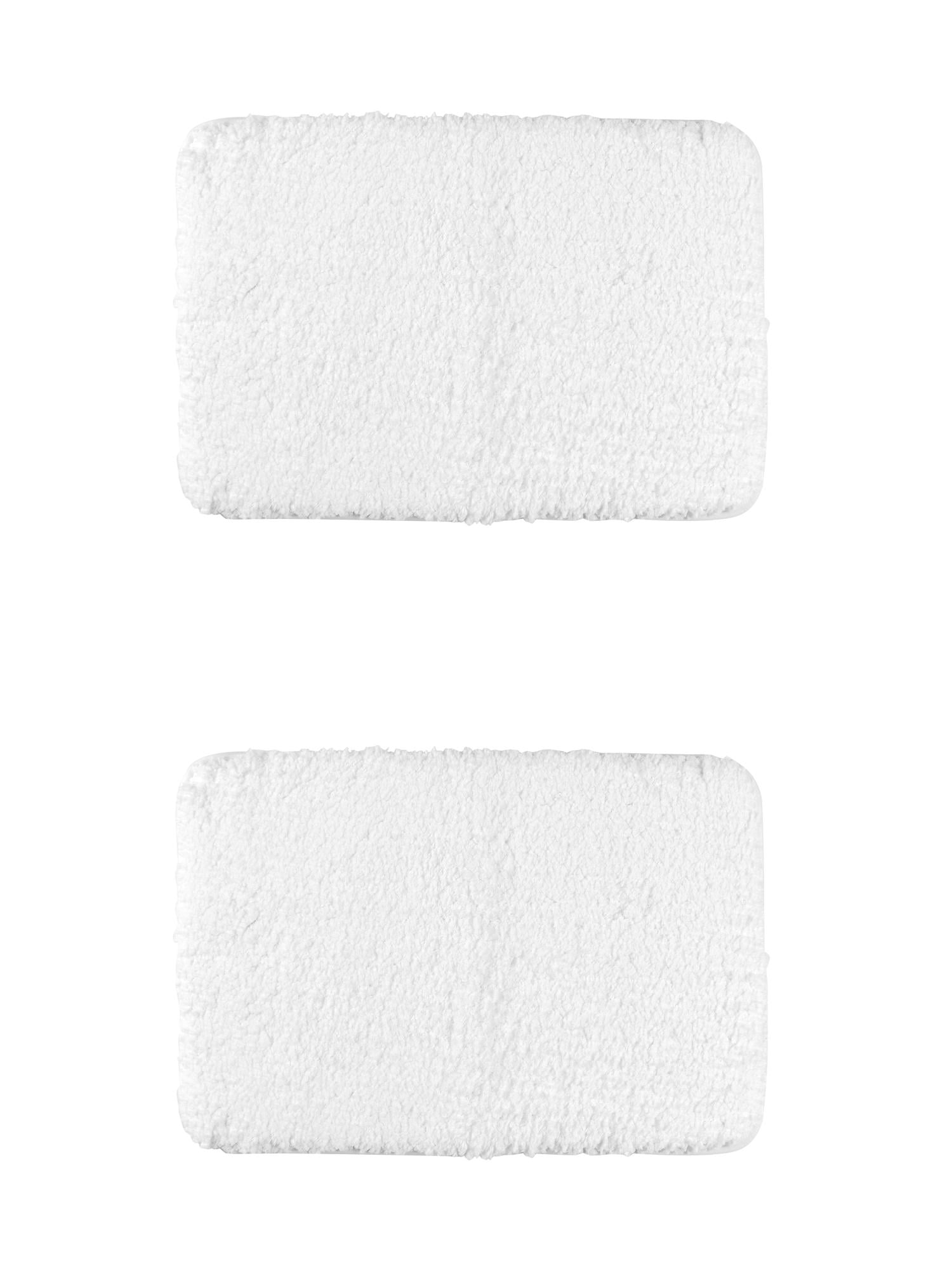 Unique Bargains 2 Pcs Extra Soft Thick Microfiber Non-Slip Plush Bath Mats White 20" x 32"