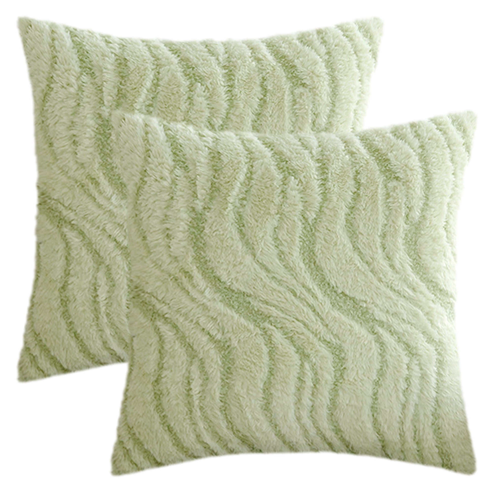 Unique Bargains 2 Pcs Farmhouse Plush Cushion Case Pillow Covers Green 18" x 18"
