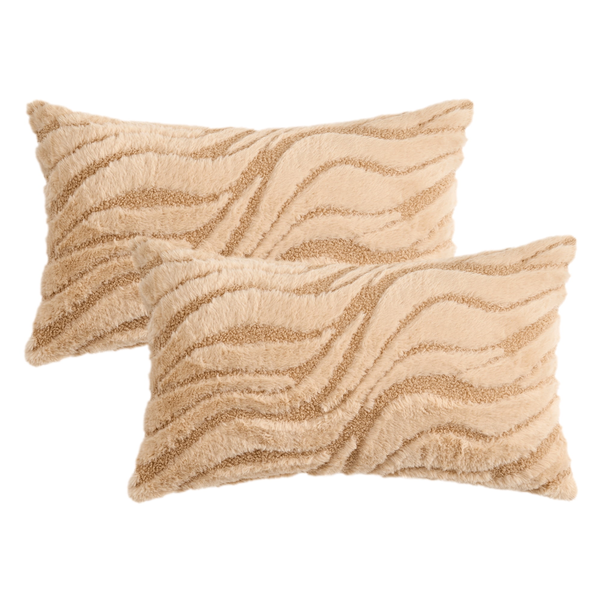 Unique Bargains 2 Pcs Farmhouse Plush Cushion Case Pillow Covers Khaki 12" x 20"