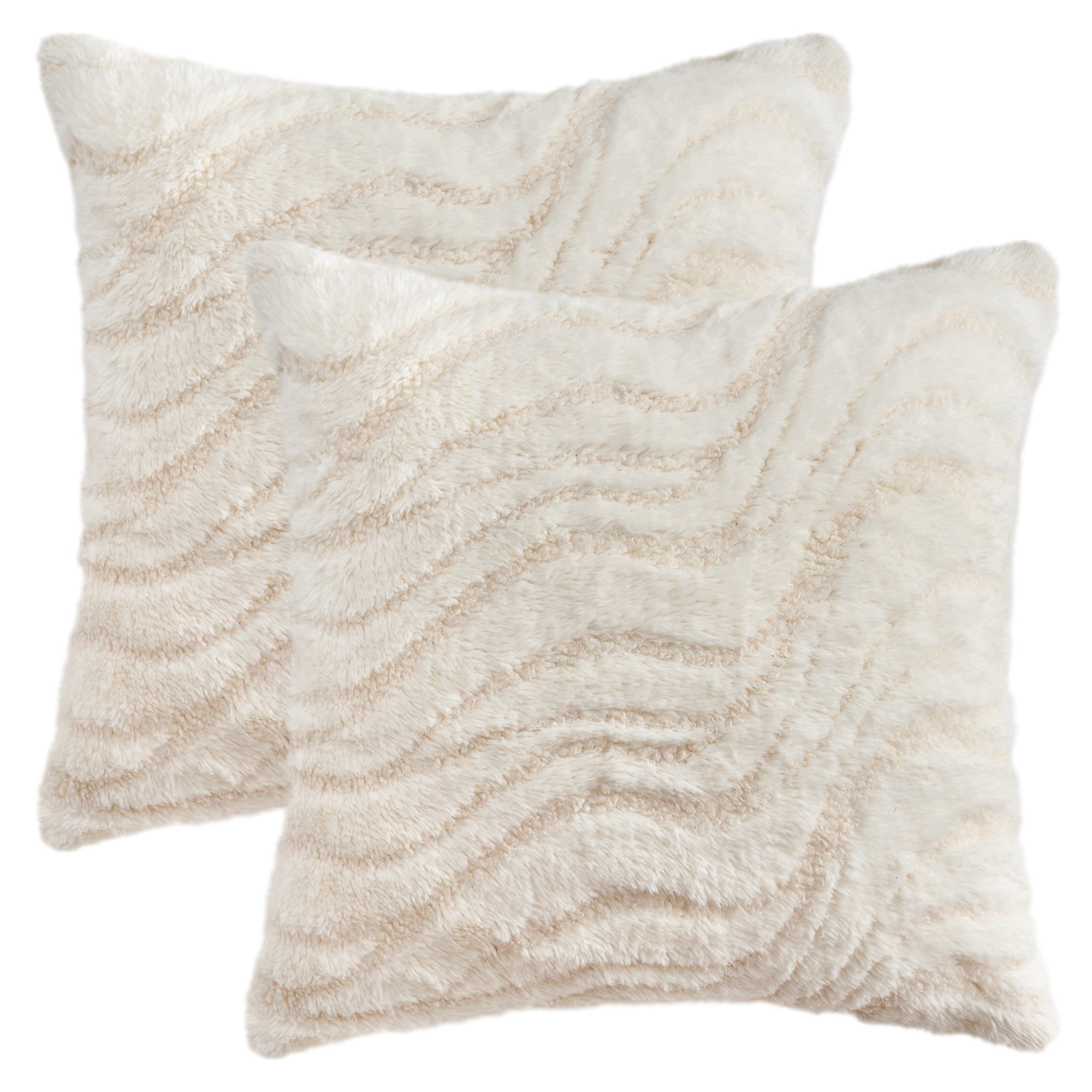 Unique Bargains 2 Pcs Farmhouse Plush Cushion Case Pillow Covers White 18" x 18"