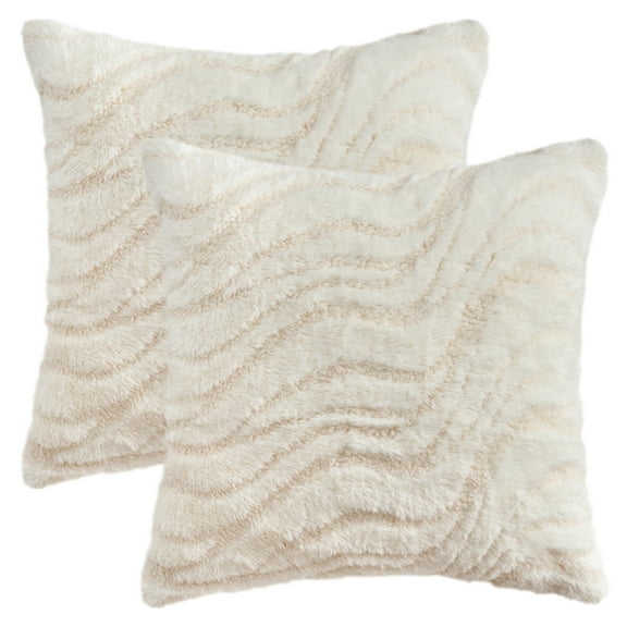Unique Bargains 2 Pcs Farmhouse Plush Cushion Case Pillow Covers White 18" x 18"