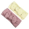 thumbnail image 1 of Unique Bargains 2 Pcs Fashion Stripe Bow Headbands for Girls 6.69"x2.95" Deep Pink Yellow, 1 of 6