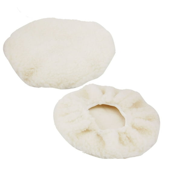 Unique Bargains 2 Pcs Faux Wool 8" Dia Car Detailing Buffing Polishing Pad Tool white