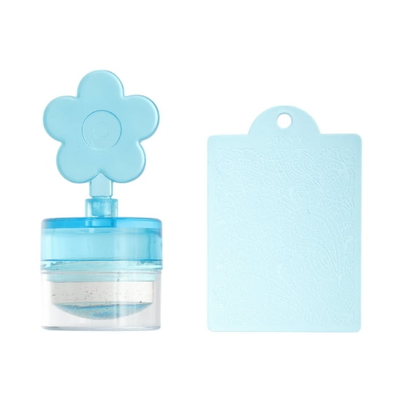 Unique Bargains 2 Pcs Flower Nail Art Stamp for Nail DIY Blue