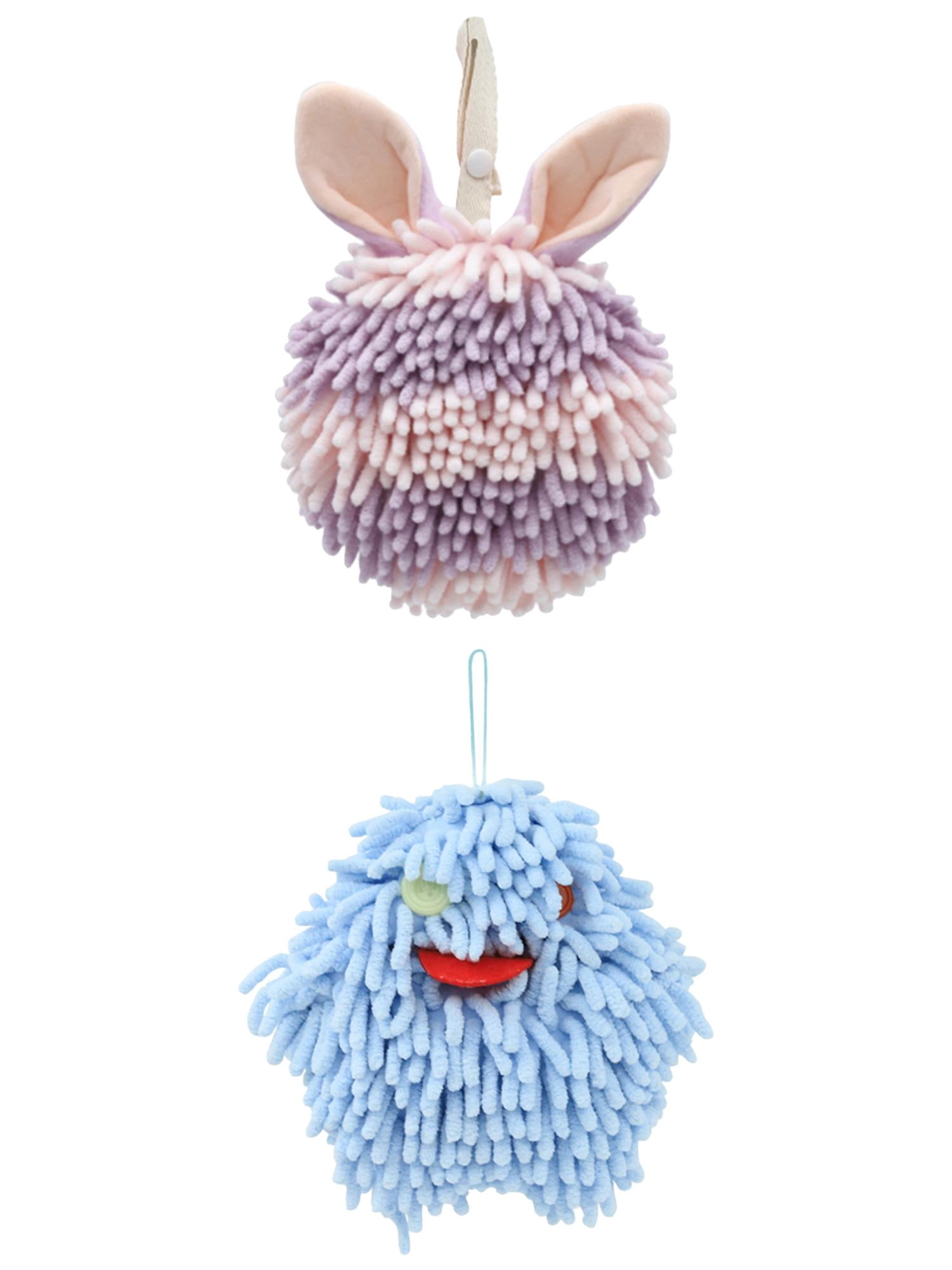 Unique Bargains 2 Pcs Fluffy Hand Towel 7" x 7" Blue Purple