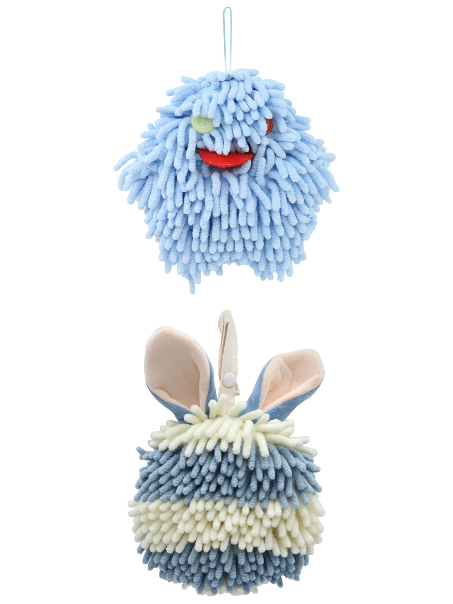 Unique Bargains 2 Pcs Fluffy Hand Towel 7" x 7" Blue
