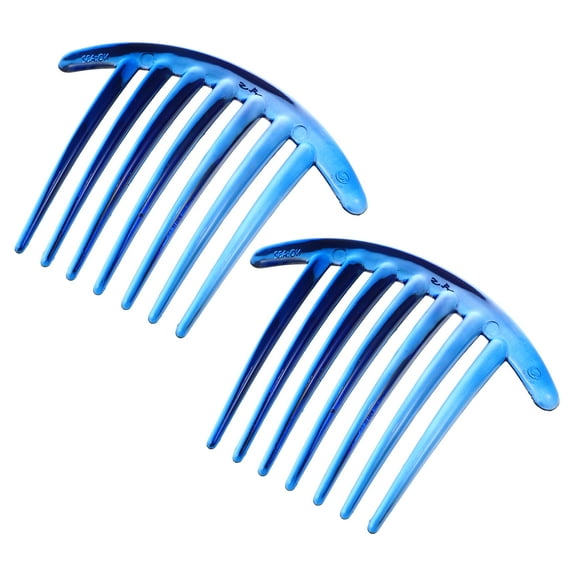 Unique Bargains 2 Pcs French Twist 7 Teeth Comb Small Side Combs Teeth Hair Combs Hair Clip Comb Resin 4.1"x3.31" Blue