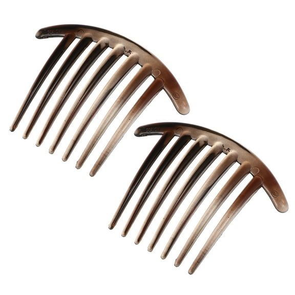 Unique Bargains 2 Pcs French Twist 7 Teeth Comb Small Side Combs Teeth Hair Combs Hair Clip Comb Resin 4.1"x3.31" Brown