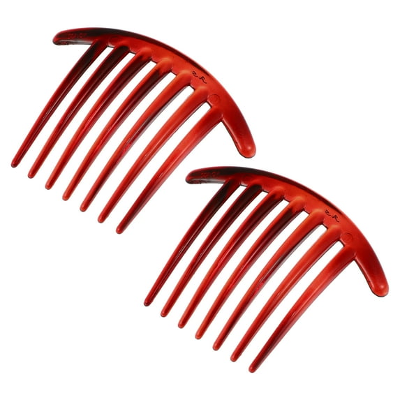 Unique Bargains 2 Pcs French Twist 7 Teeth Comb Small Side Combs Teeth Hair Combs Hair Clip Comb Resin 4.1"x3.31" Red