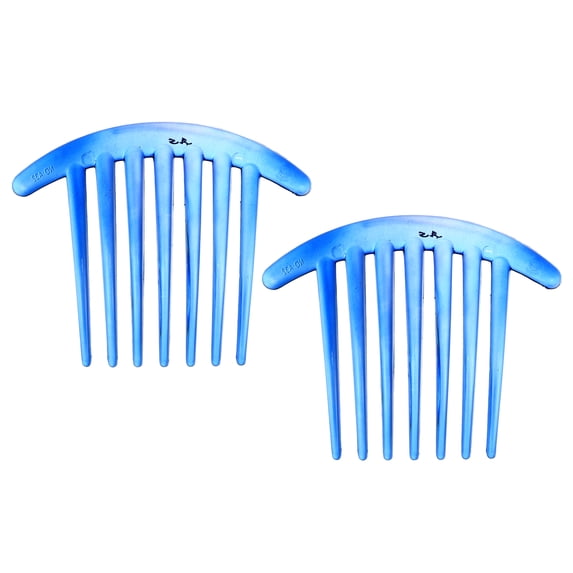 Unique Bargains 2 Pcs French Twist 7 Teeth Comb Teeth Hair Combs Clip Comb 4.1" Resin Blue