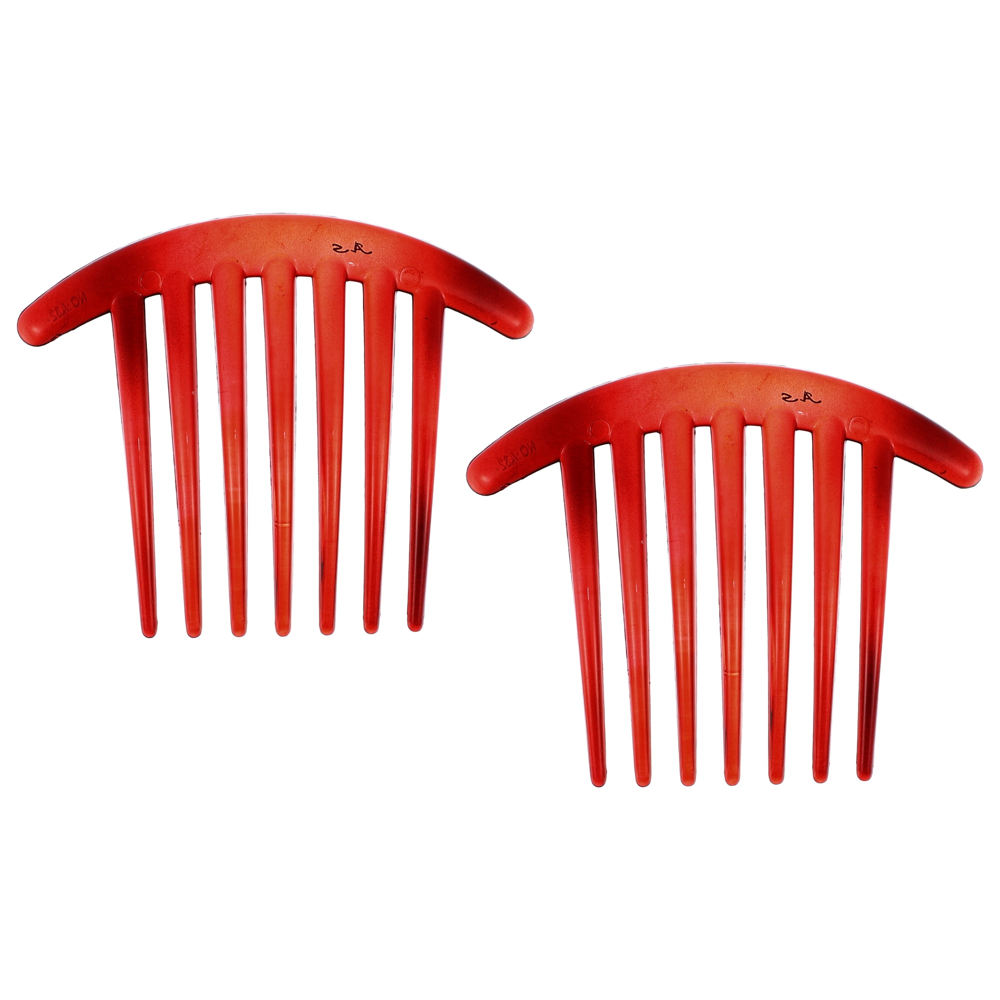 Unique Bargains 2 Pcs French Twist 7 Teeth Comb Teeth Hair Combs Clip Comb 4.1" Resin Red