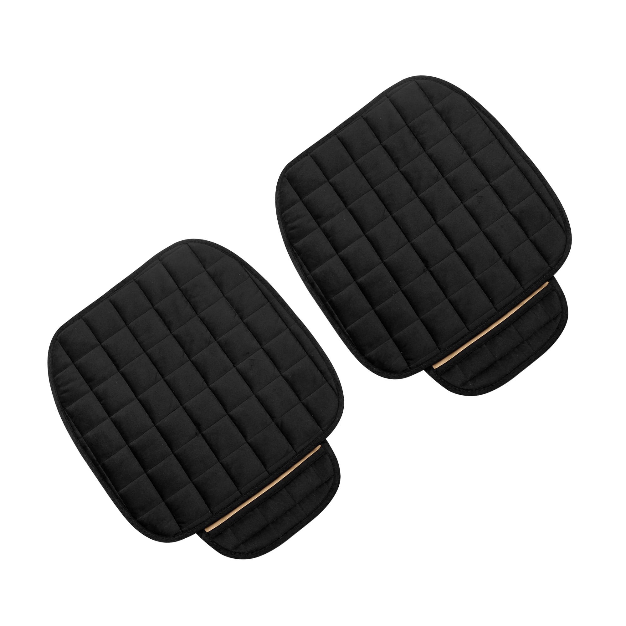 Unique Bargains 2 Pcs Front Car Seat Cover Breathable Plush Pad Chair Cushion for Vehicle Home Office Universal Black, Size: 2pc Front Seat